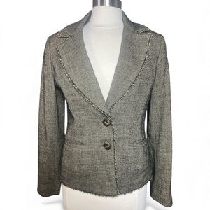 Classiques Entier Luxury Tweed Wool Blend Blazer Size 8 Raw Edge Tailored